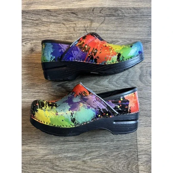Dansko Womens Professional Nurse Clogs Multicolor Rainbow Size 36 Non Slip - Picture 2 of 7
